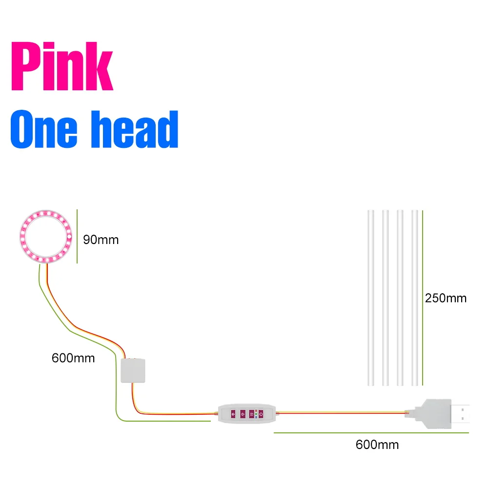 USB-Powered LED Grow Light with Full Spectrum & Dimmable Timer for Indoor Hydroponics and Greenhouses