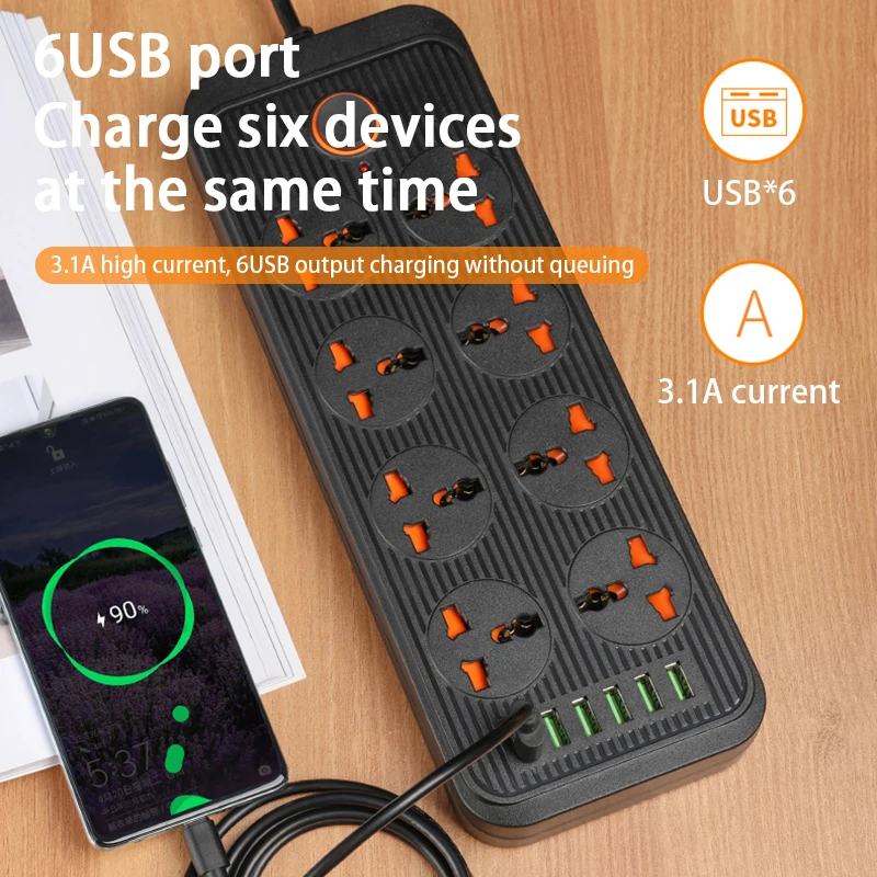 EU/UK/US Power Strip power strip plug adapter electrical socket power socket Multitap Extension Cable Electrical Socket With USB Fast Charing Smart Home Multiprise Network Filter