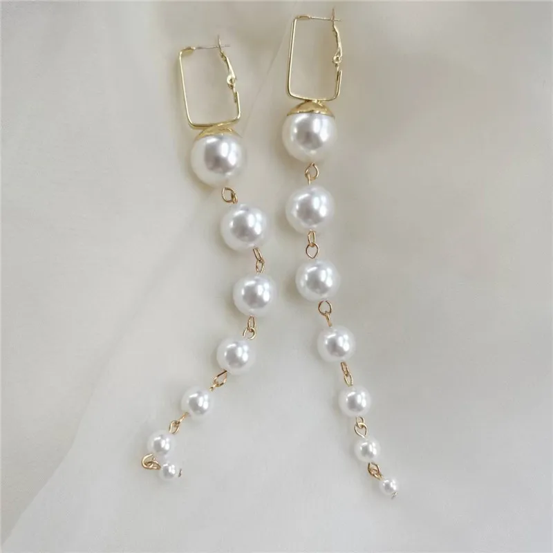 Korean Manual Beaded Simulated Pearl Grape Shape Drop Earrings For Women