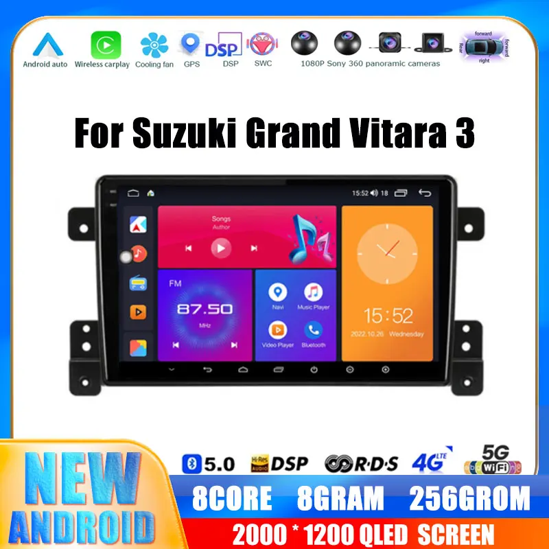 

For Suzuki Grand Vitara 3 2005 - 2015 Car Radio Carplay Multimedia Video Player Navigation Auto Stereo GPS Android 14 Head Unit