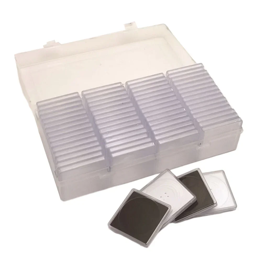 60PCS 컬렉션 주최자 보관 상자 동전 캡슐 케이스 컨테이너 광장 수집 가능한 동전 보호 케이스 동전 주최자