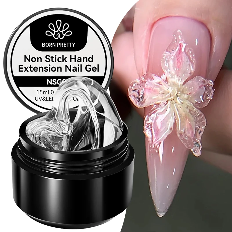 Nail Gel Polish BORN PRETTY 15ml Clear Non Stick Hand Extension Gel 3D Shaping Sculpting Carving Nail Art Solid Hard Gel for Fake Nail