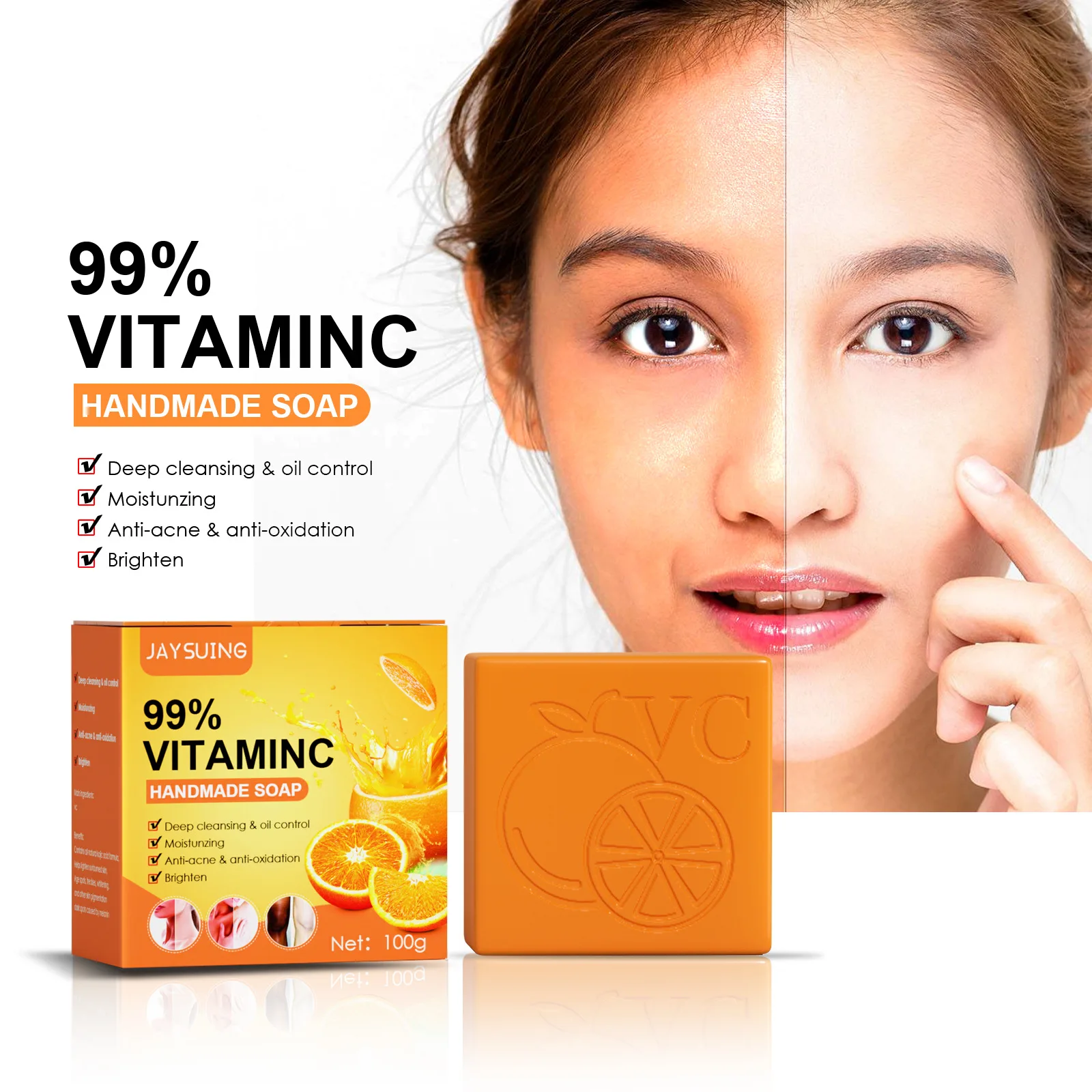 Skin Whitening Soap Dark Spot Remover Improve Dull Melanin Correcting Deep Cleaning Moisturizing Underarm Knees Brightening Soap