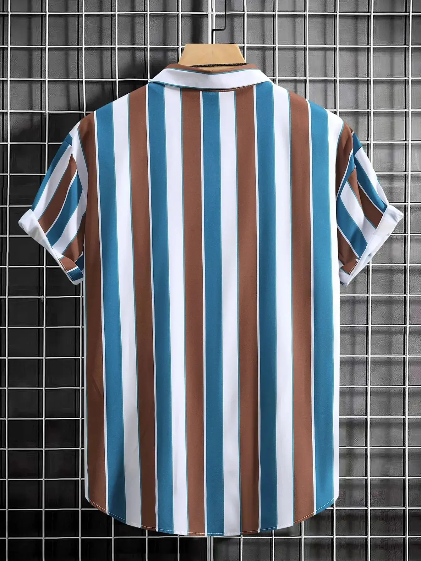 Summer Fashion Men's Casual Short Sleeve Shirts Men's Commuting Daily Wear Striped Printed Tops Extra Large Size S-5XL 2