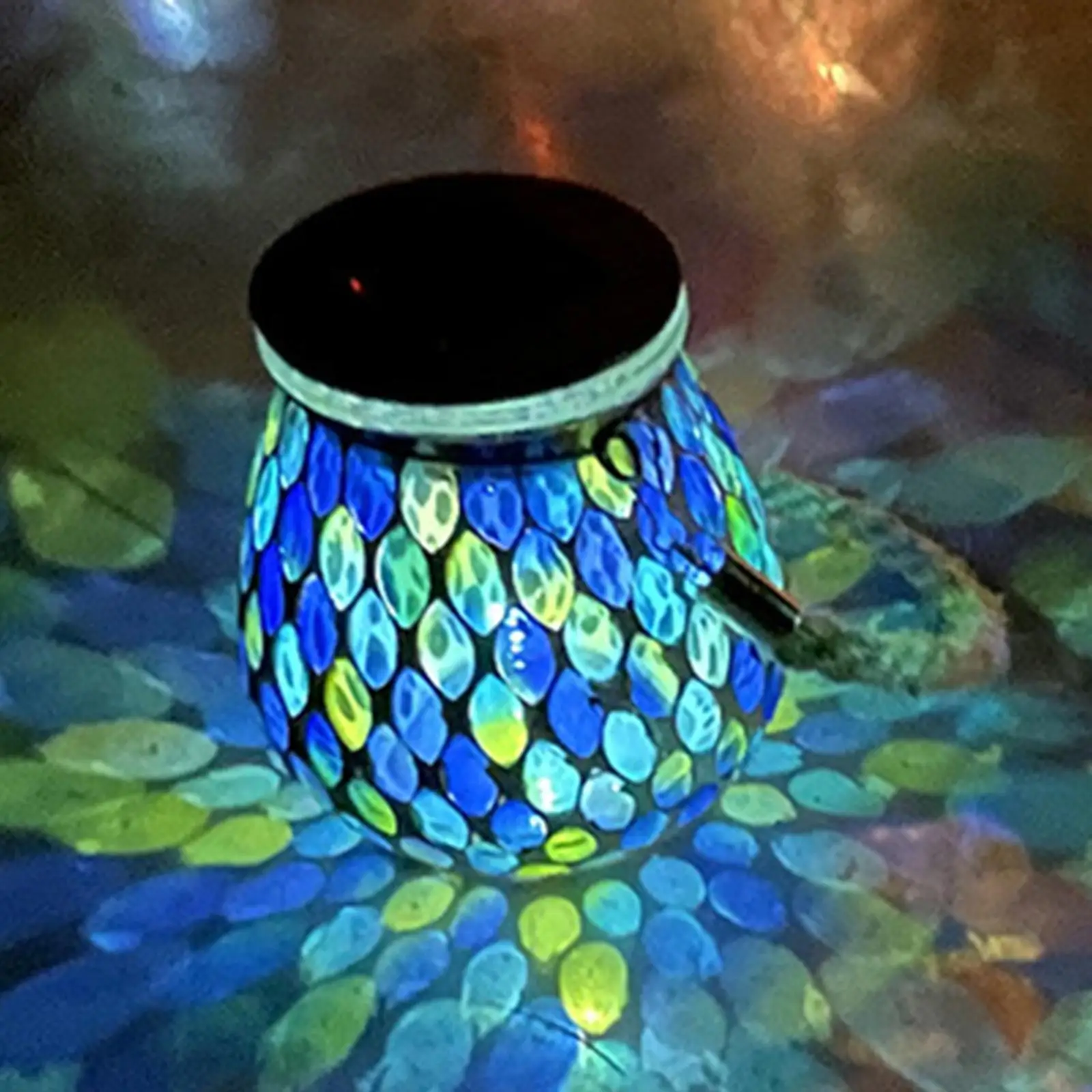 Mosaic Glass Jar Solar Lights Hanging Waterproof Reable Energy Saving