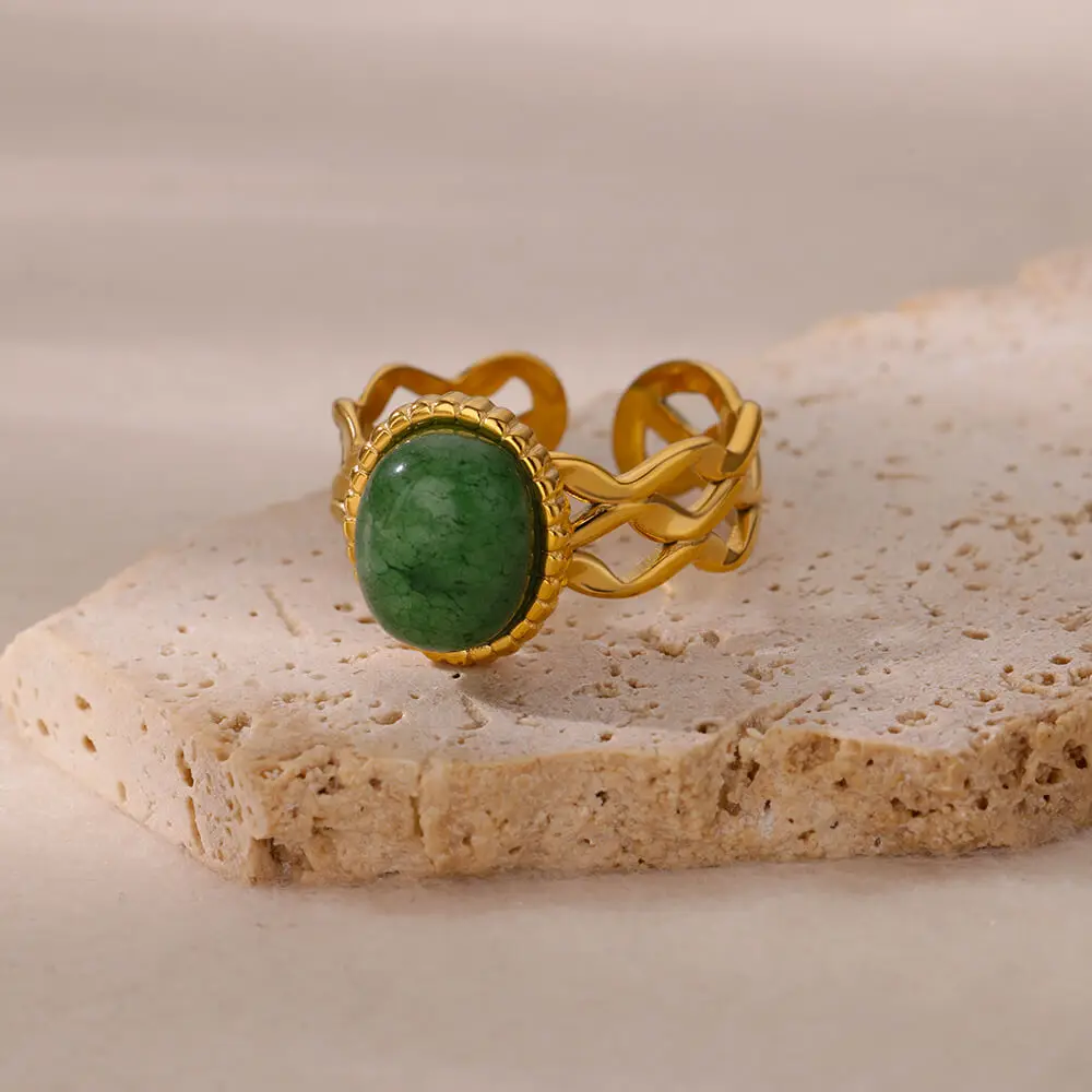 Green Stainless Steel Ring For Women