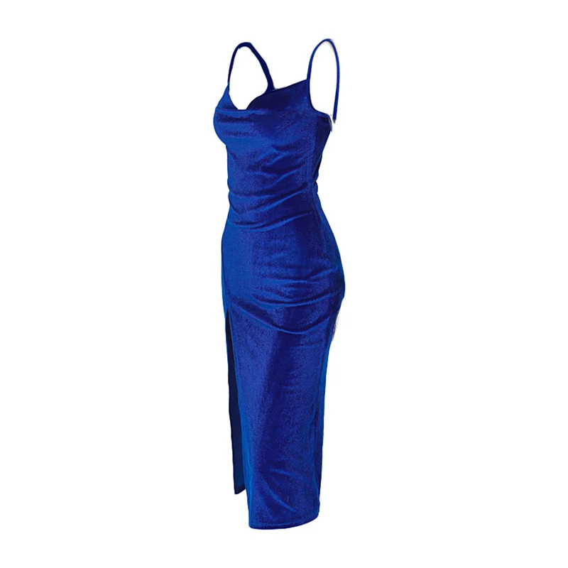 Vestidos elegantes con abertura alta para mujer, vestidos sexys ajustados con tirantes finos sin mangas, vestidos de fiesta de noche, ropa de club