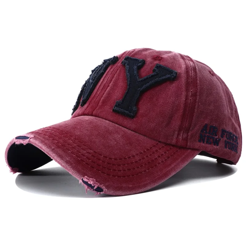 2023 New Designer Black Red Ny Baseball Cap New York Snapback Hiphop Vintage Washed Denim Dad Hats for Women Men Gorra Beisbol 6