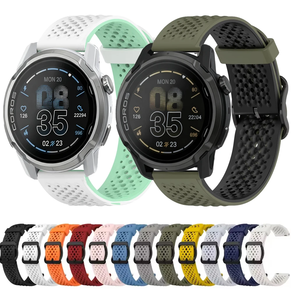 Breathable Silicone Sports Strap, 20mm/22mm, Universal Replacement Wristband