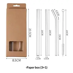 Eco - Friendly Reusable Borosilicate Glass Straw Set with Cleaning Brush (A2)