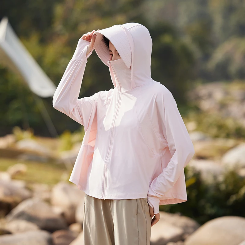 Summer Sunscreen Jacket 2024 New Ice Feeling Half Finger Sleeve Design UV Resistant Skin Clothing Women's Shawl Windbreaker