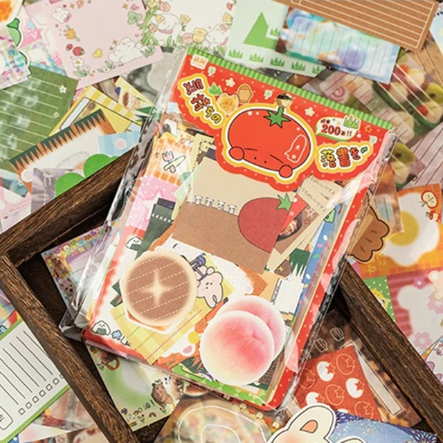 4Style 200Sheets Mood Graffiti Series Memo Material Pack Memo Paper Scrapbooking DIY Handbook Material Phone Case Diary Decor 4