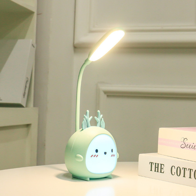 fashion cartoon deer cute led eye protection rechargeable desk lamp professional dimming student desk power saving