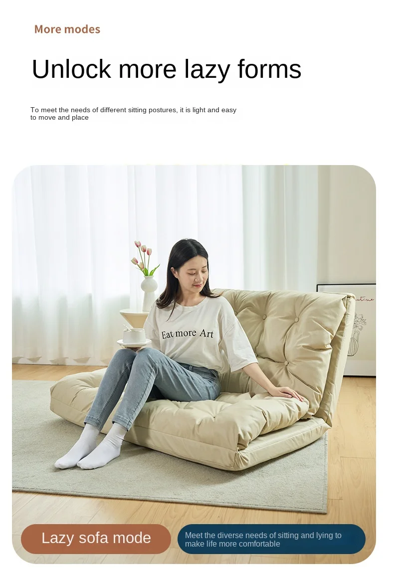 Description Picture 6 of itemX&D Leisure Folding Lazy Sofa Bed Can Lie Sleep Double Adults Floor Backrest Foldable Exquisite Sofa Bedroom Tatami Floor Chair