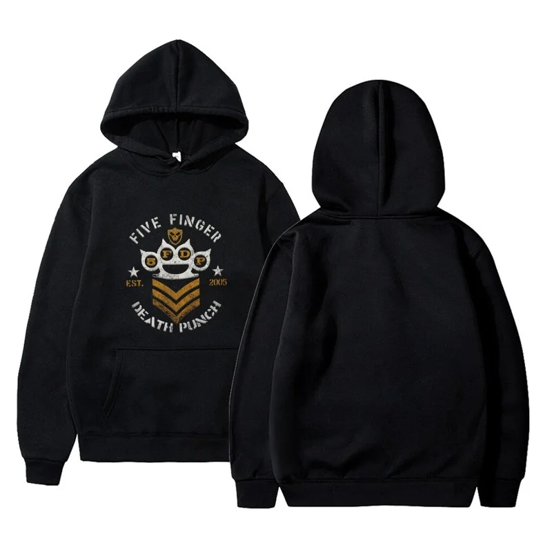 

Five Finger Death Punch Chevron Rock Metal Band Cotton Basic Plain Hoodie Men Half Sleeve Lengan Panjang Cute Sport