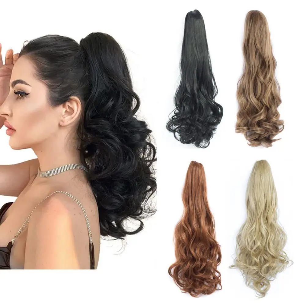 

Wig Synthetic Long Straight Claw Clip Ponytail Extension Large Wave Grip Clip Ponytail Wig Suitable For Women's Daily Gatherings