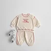Spring Autumn Kids Clothes Girls Set Korean Fashion Letter Embroidery Hoodies Sweatshirts+Sweat Pants Children Boys Clothing Set 4
