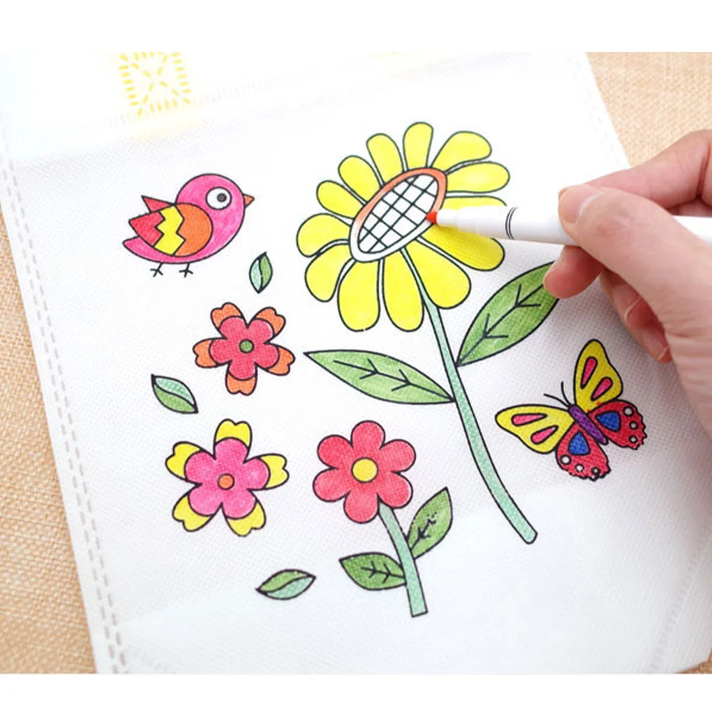 

12 Pcs Nonwoven Shopping Bags Foldable Printed Pattern Storage Pouch DIY Painting Drawing Handbag for Home Kindergarten