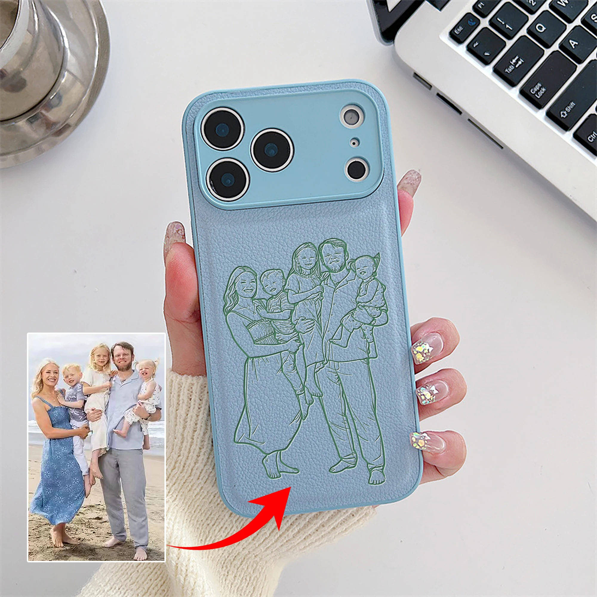 Custom Couple Family Pet Friend Personal Photo Conversion Lines Laser thumbnail 4