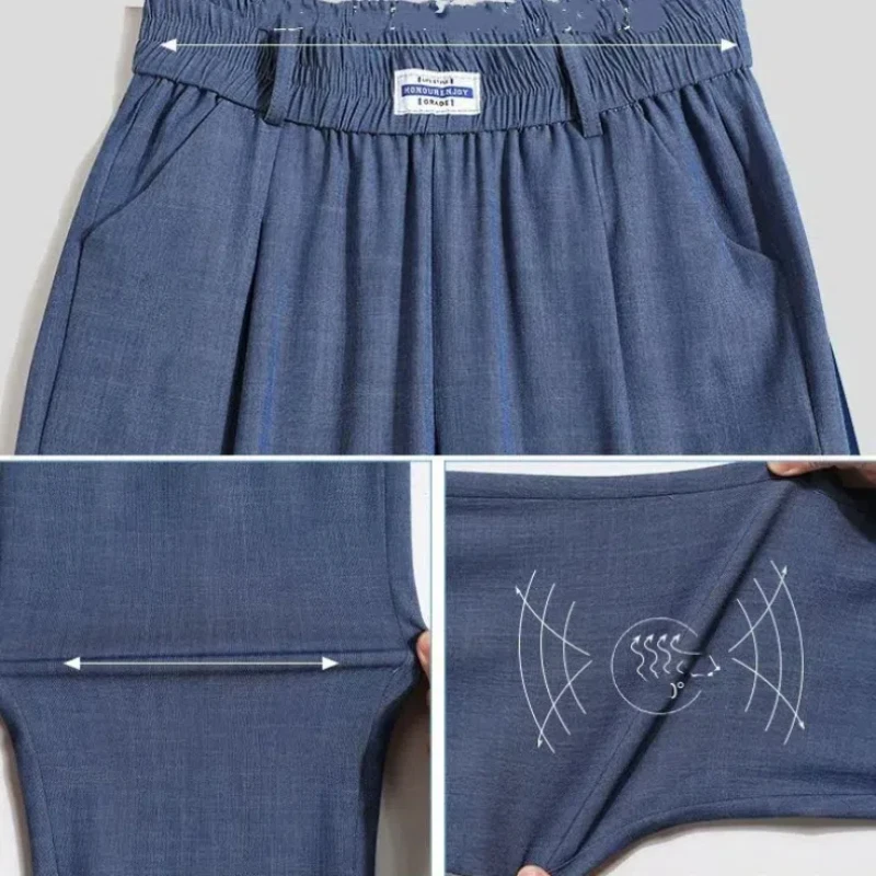 Women's 2024 Summer New Patchwork Elasticized High-waisted Pocket Fashion Solid Minimalist All-match Casual Straight Pants