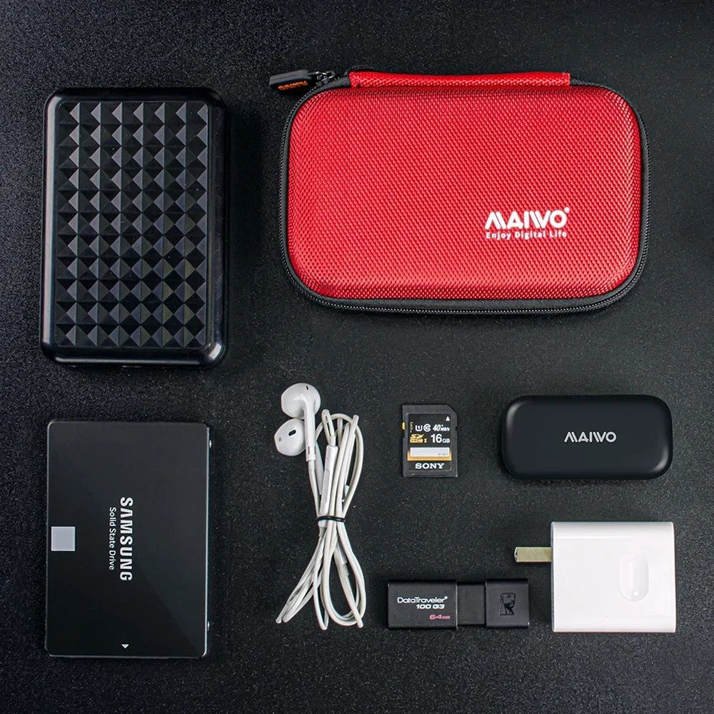 MAIWO 2.5 Inch HDD Box Bag Case Portable Hard Drive Bag for External Portable HDD Storage Protection Black/Red/Blue