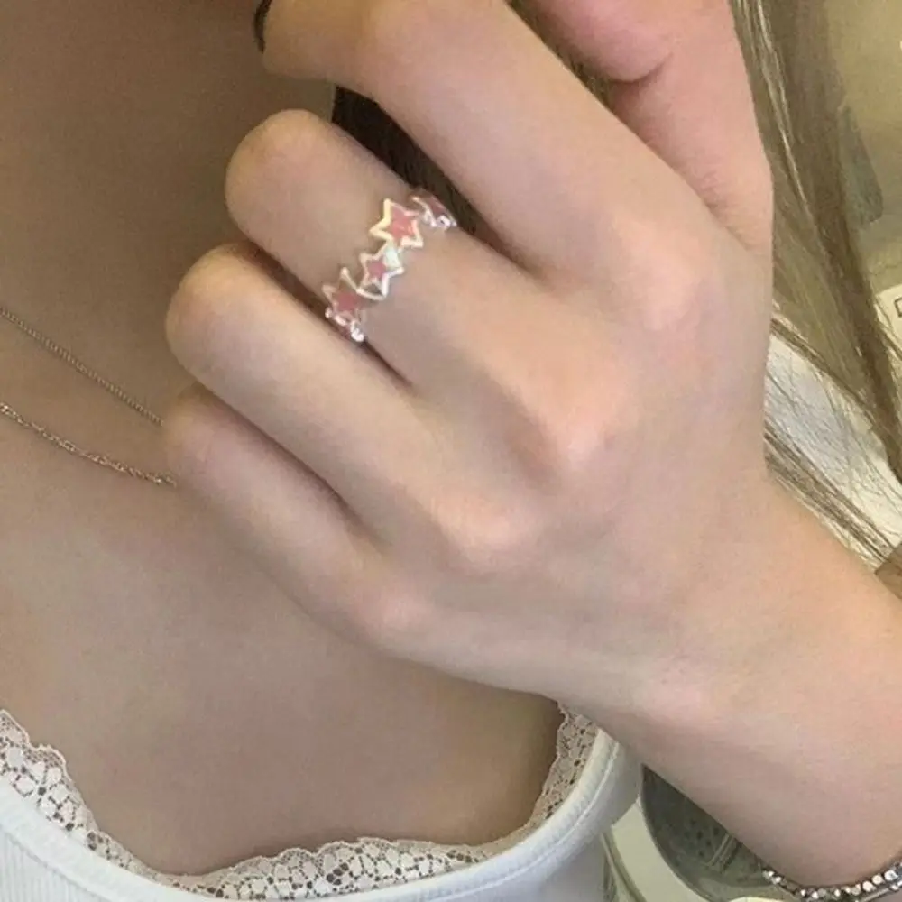 Anello a forma di stella coreana in stile 2025, gioielli, accessori in lega, chiusura a pollice KPOP, design geometrico in stile etnico, anello aperto Y2K per coppie_voghion.com
