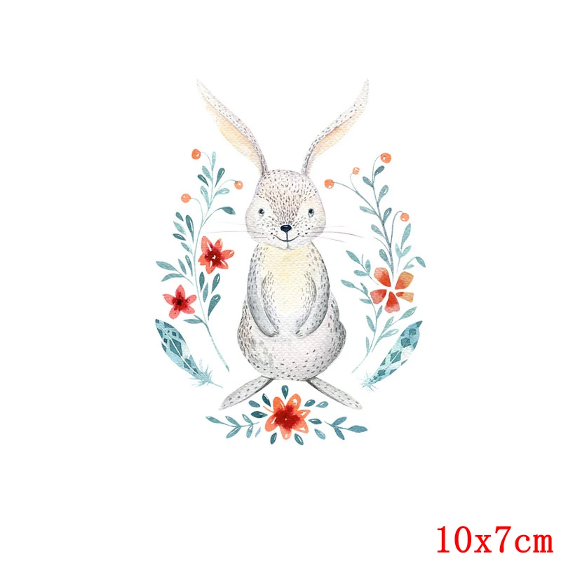 Prajna Cute Rabbit Series Patches Iron On Transfers Vynil Heat Transfer Cartoon Ironing Stickers On Kids T-shirt Cloth Applique 