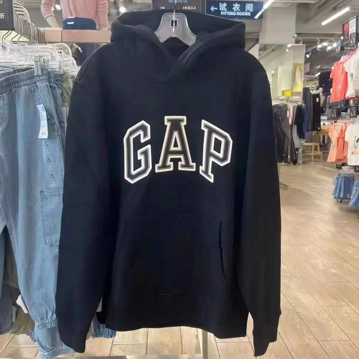 GA New Autumn and Winter Neutral Loose Print Hooded Sweatshirt Casual Pure Cotton