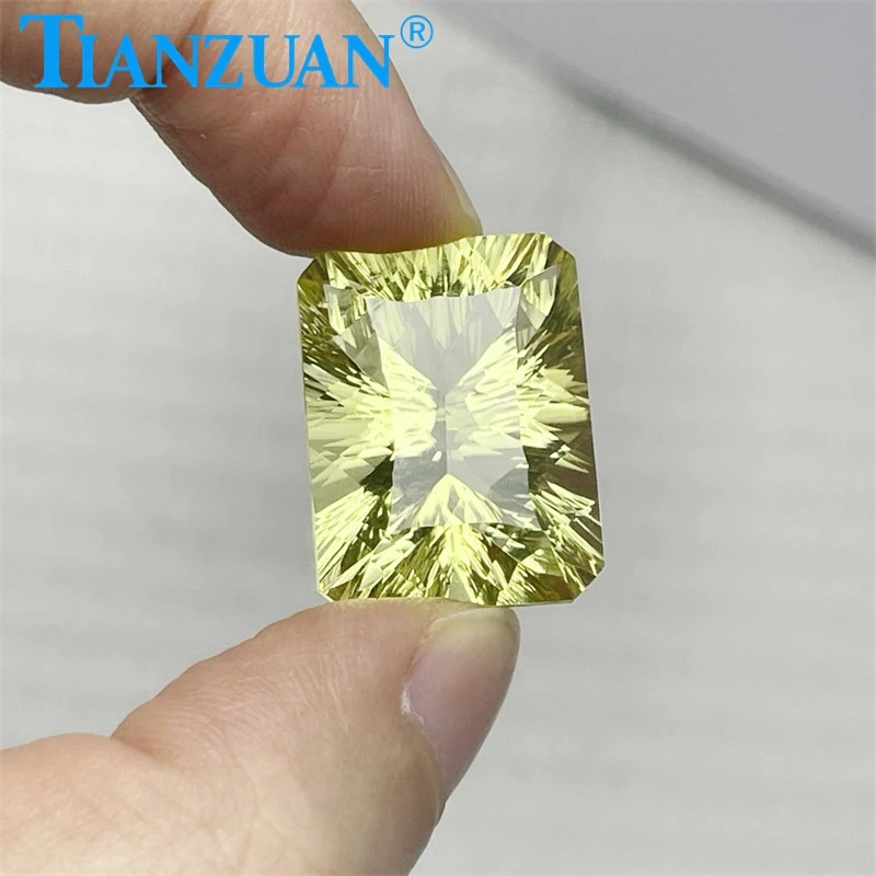 28.55ct Natural Citrine Greenish Yellow Color Octagonal Shape Brilliant Cut Loose Gem Stone with GRC Certified