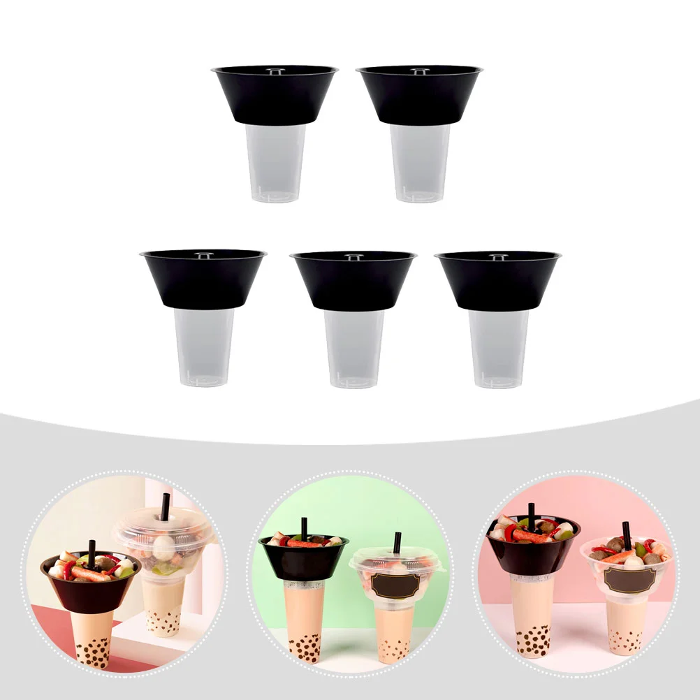 5 Sets Drink Cup Versatile Convenient Milk Tea Hot Pot Shape Snacks Holder Plastic Holding Trays Sour Powder Soda Water disposable cups