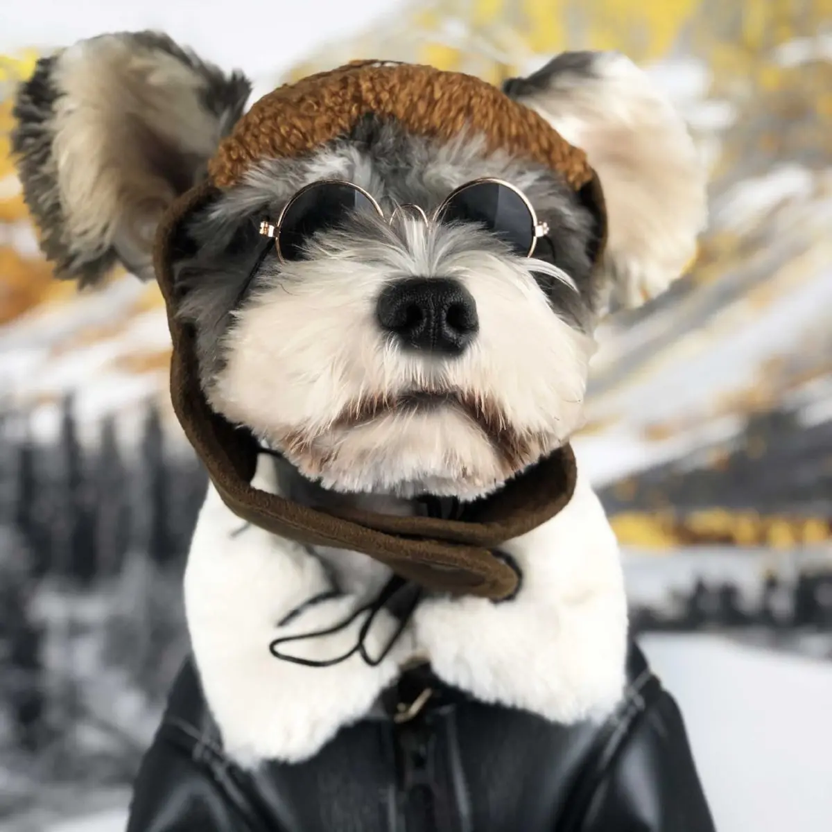 Manteau en cuir noir épais pour chiens