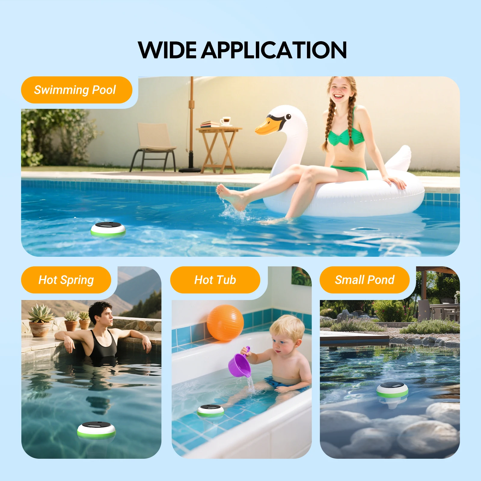 Inkbird Wifi Zwembadthermometer, IBS-P01R met IBS-M1 Wifi Gateway Combinatieset, Drijvende Thermometer Set, App-bediening, voor Zwembad, Bubbelbad, Bad