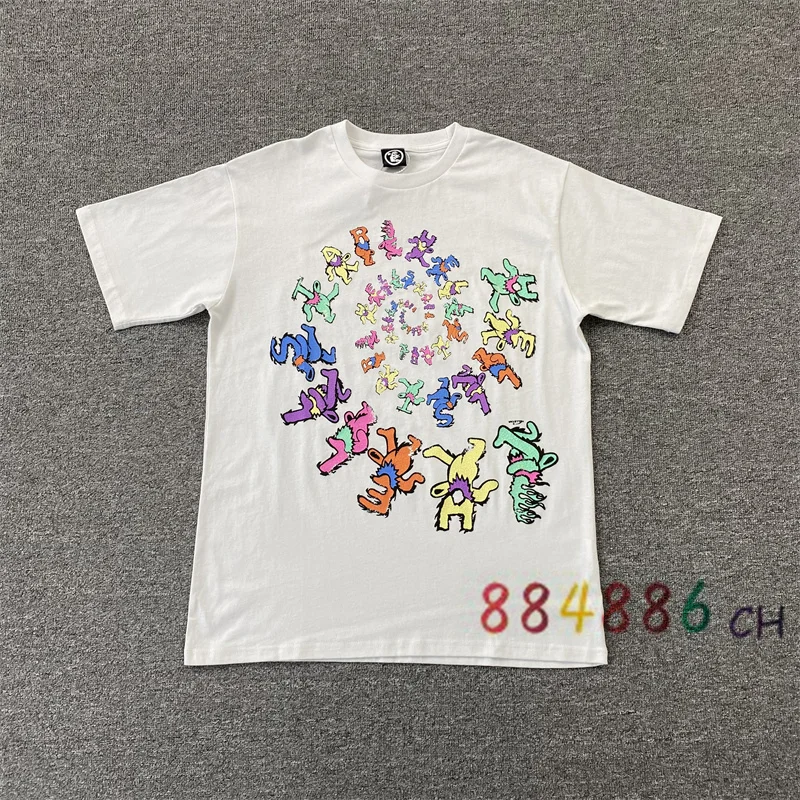 

Hellstar Studios Dancing Stars Tee Men Women 1:1 High Quality Rotating Letter Little Bear Printed Short Sleeve T-shirt