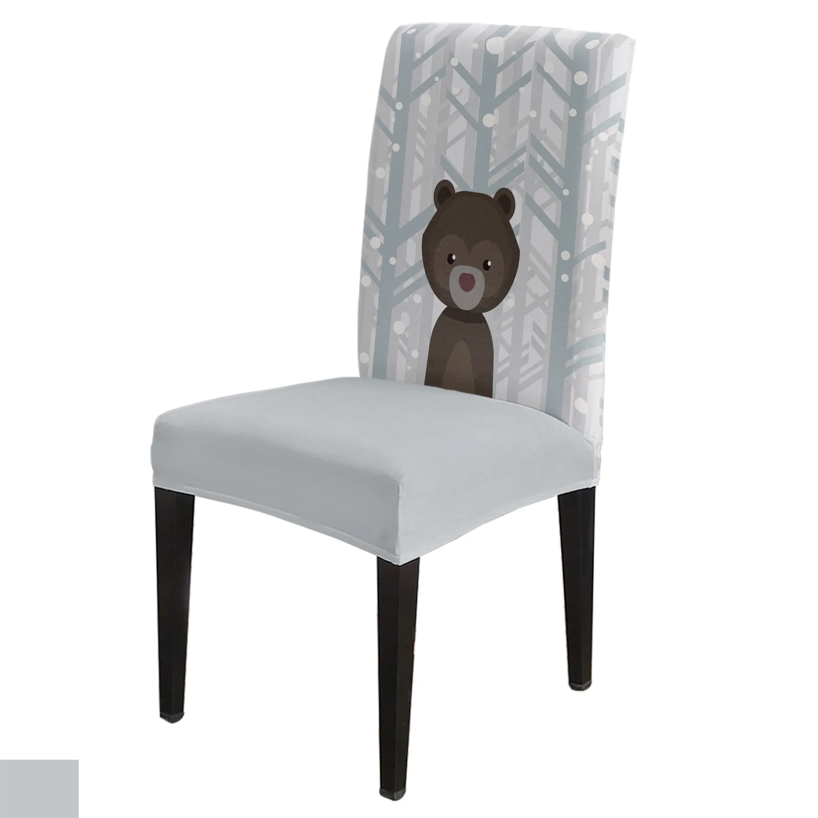 

Winter Snowing Forest Bear Cartoon Dining Chair Cover 4/6/8PCS Spandex Elastic Chair Slipcover Case for Wedding Home Dining Room