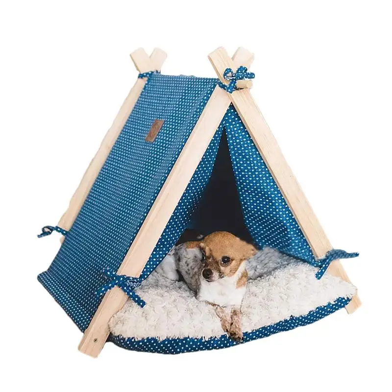 

Dog Teepee Semi-Enclosed Pet Tent Teepee House Bed Portable Teepee Cat Bed Cozy Pet House With Thick Cushion Pet Tents House