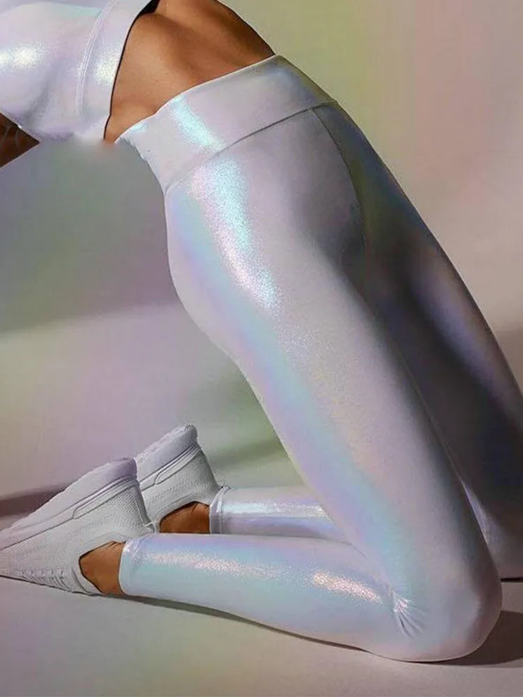 

SVOKOR Sexy Sports Leggings Women Gym Fitness Leggins High Waist Slim-Fit Color Flashing Casual Pants Yoga Sportswear