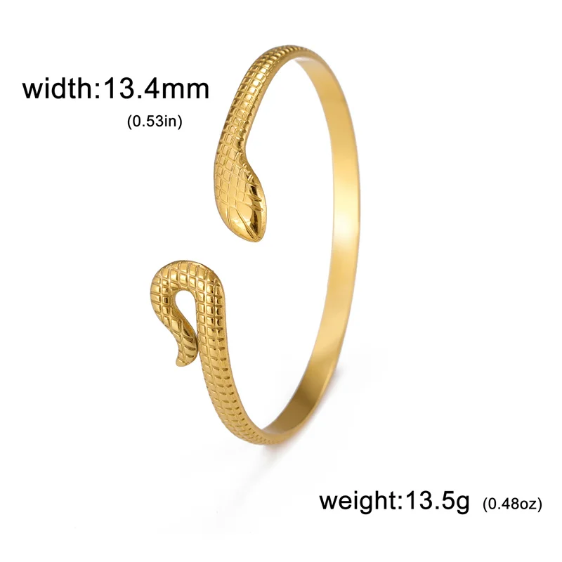 Snake Bangles for Women Men Luxury Stainless Steel Animal Snake Cuff Bracelets Adjustable Gothic Party Jewelry Gift Accessories 6