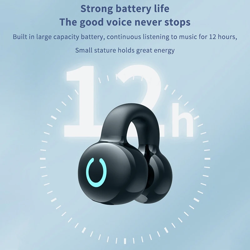 Wireless Earbuds Bluetooth Headset Clip Ear Noise Reduction Earphone Single Ear Headphones For Sport Running Music Headset