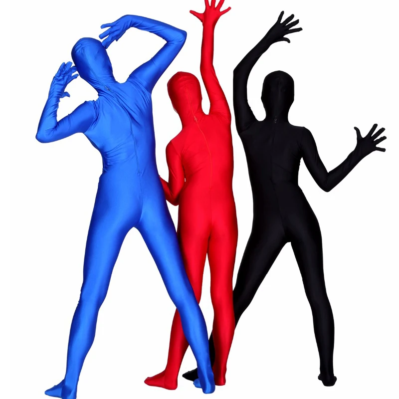 Фото Женщины Zentai, костюмы для взрослых, боди с открытым лицом, боди, спандекс, нейлон, косплей, Хэллоуин, однотонный, на молнии, косплей, для взрослых, кожа, колготки №2