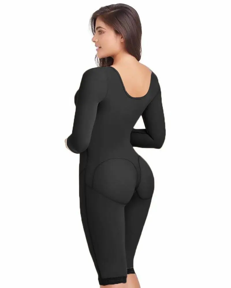 Women Shapewear Long Sleeves Fajas Front Closure Postpartum Post Liposuction Bodysuit