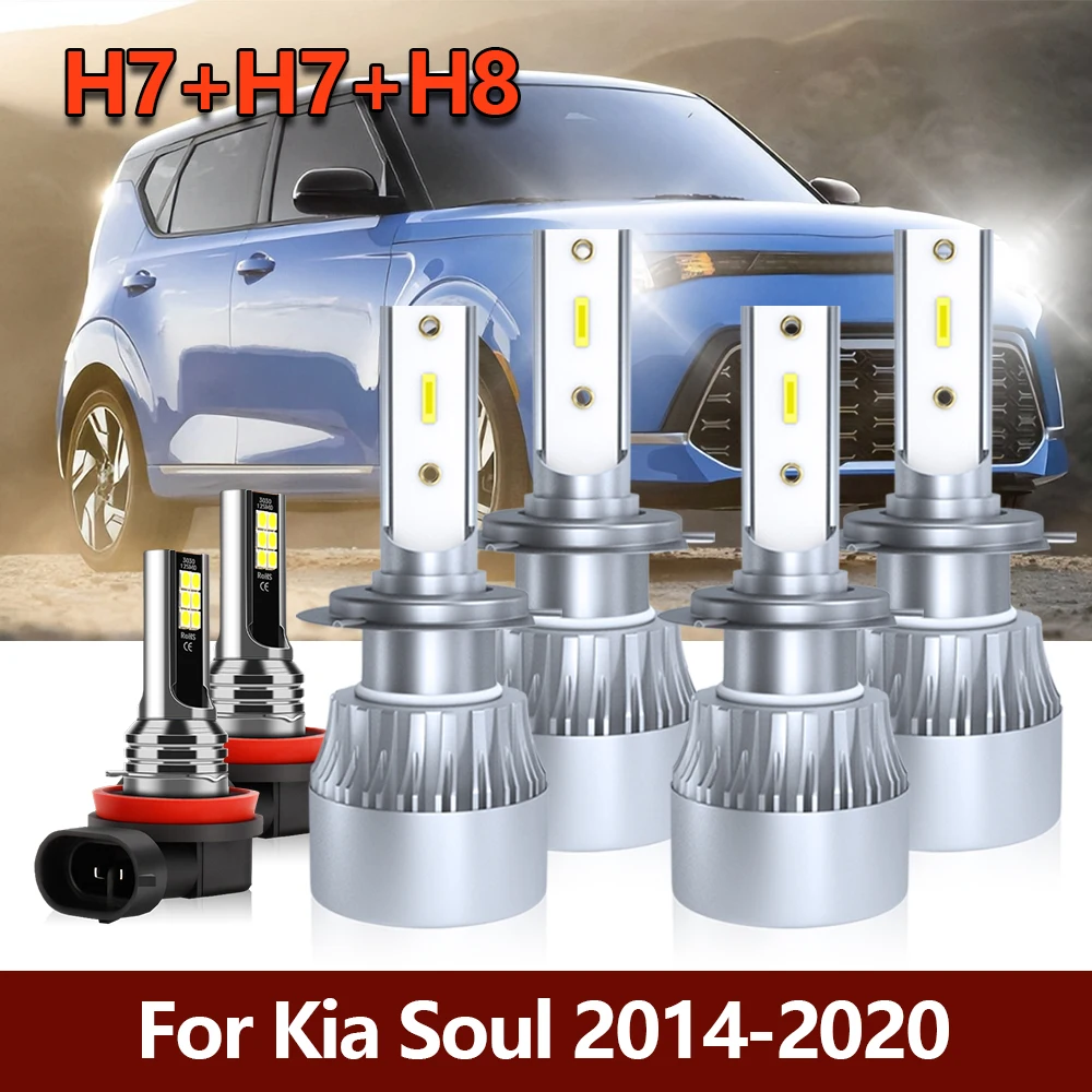 

6x LED Headlight High Low H7 Turbo CSP Bulbs+Fog Light H8 H11 Combo Car Lamp Kit For Kia Soul 2014 2015 2016 2017 2018 2019 2020