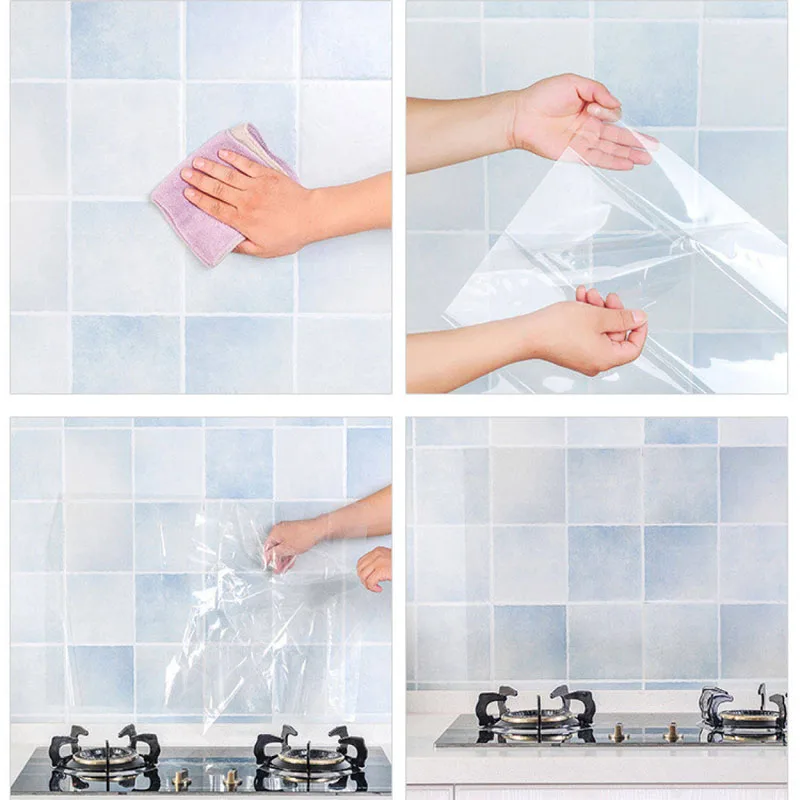 Oil Pollution Prevention Wall Sticker Electrostatic adsorption Transparent Kitchen High Temperature Resistance wall stickers