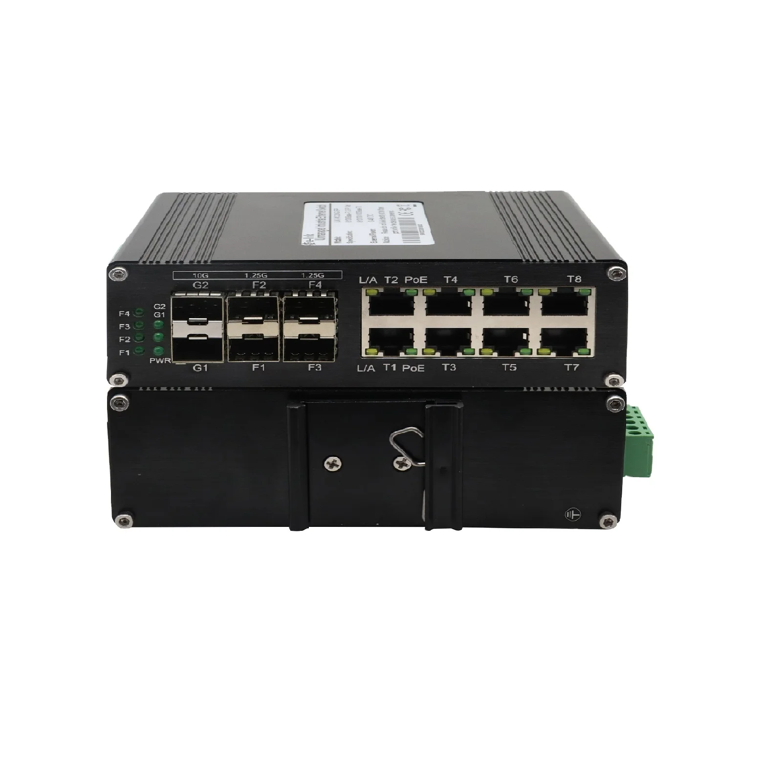 

Ethernet Switch Industrial 8-Port 10 100 1000T Gigabit + 4-Port 1G SFP 2-Port 10G Fiber Network