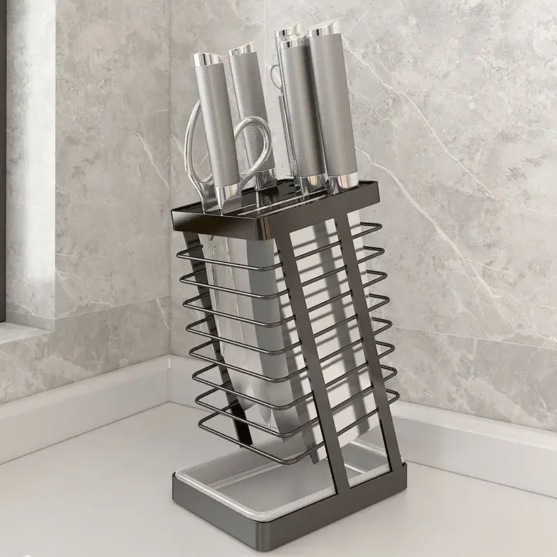 Stainless Steel Kitchen Knife Stand Tool Holder Large Capacity Knife Tool Storage Rack Household Utility Knife Holder Organizer 2