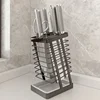 Stainless Steel Kitchen Knife Stand Tool Holder Large Capacity Knife Tool Storage Rack Household Utility Knife Holder Organizer 2