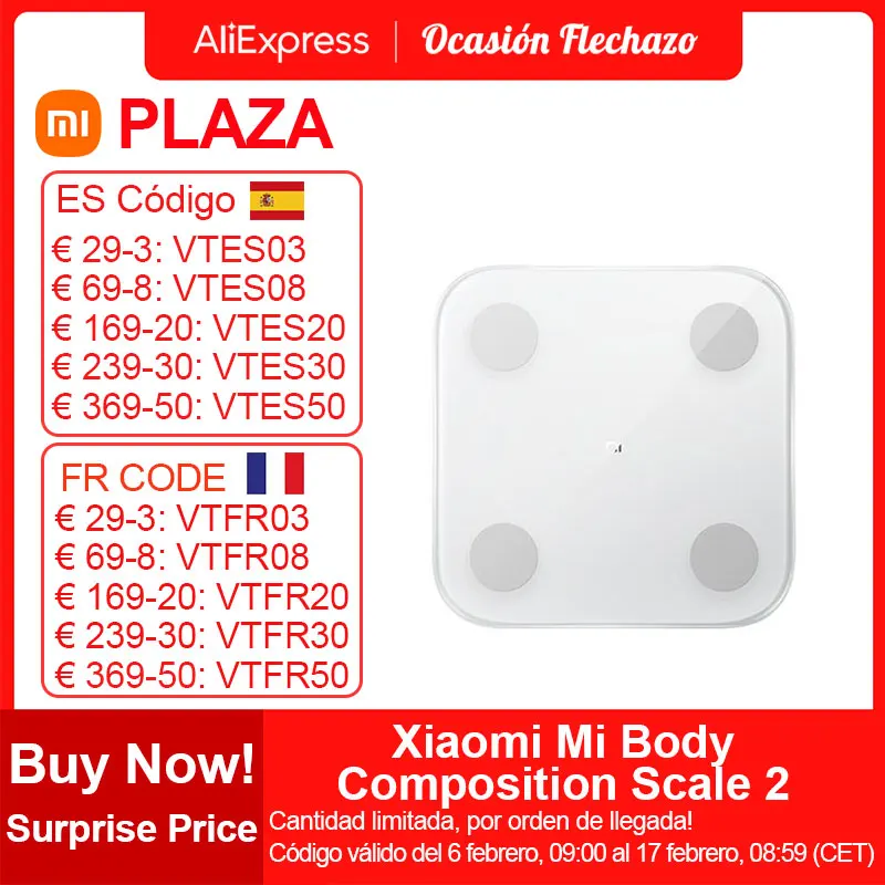 Xiaomi Mi Bilancia Per La Composizione Corporea 2, Bilancia Da Bagno, Schermo A Led Bt 5.0 Smart Body Fat 13 Body Test Bilancia Per La Salute