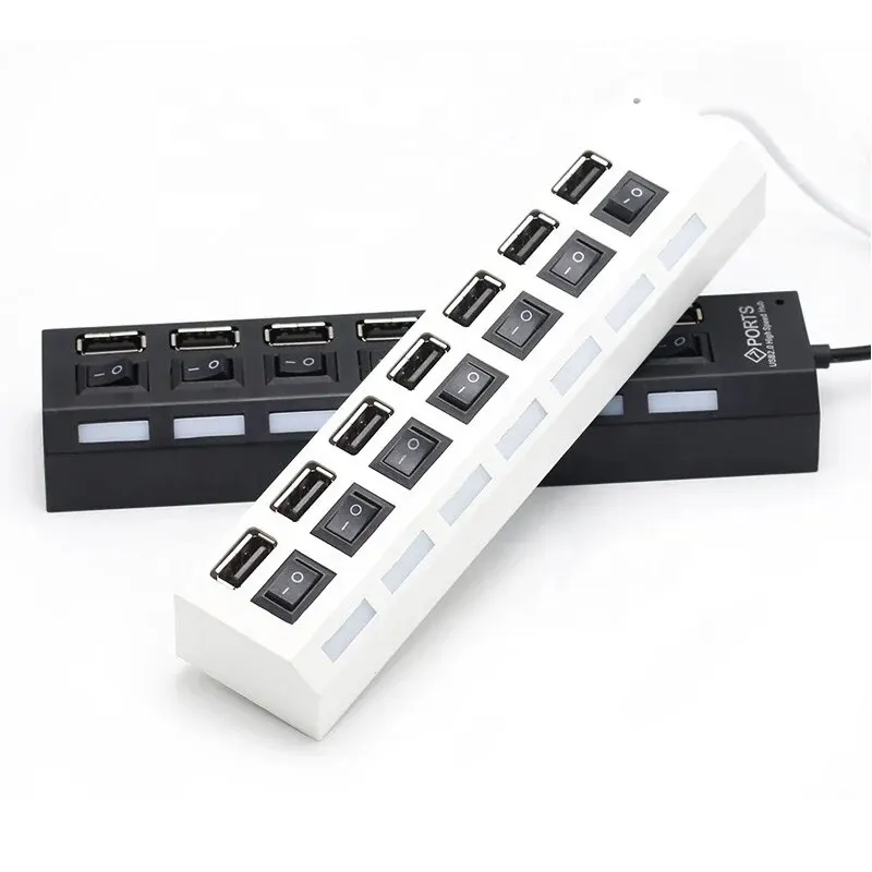 Usb Hub 7 Port Multi Usb Splitter Power Adapter Multiple Expander With On Off Switch For Pc Laptop Macbook Accessories - Converters - AliExpress
