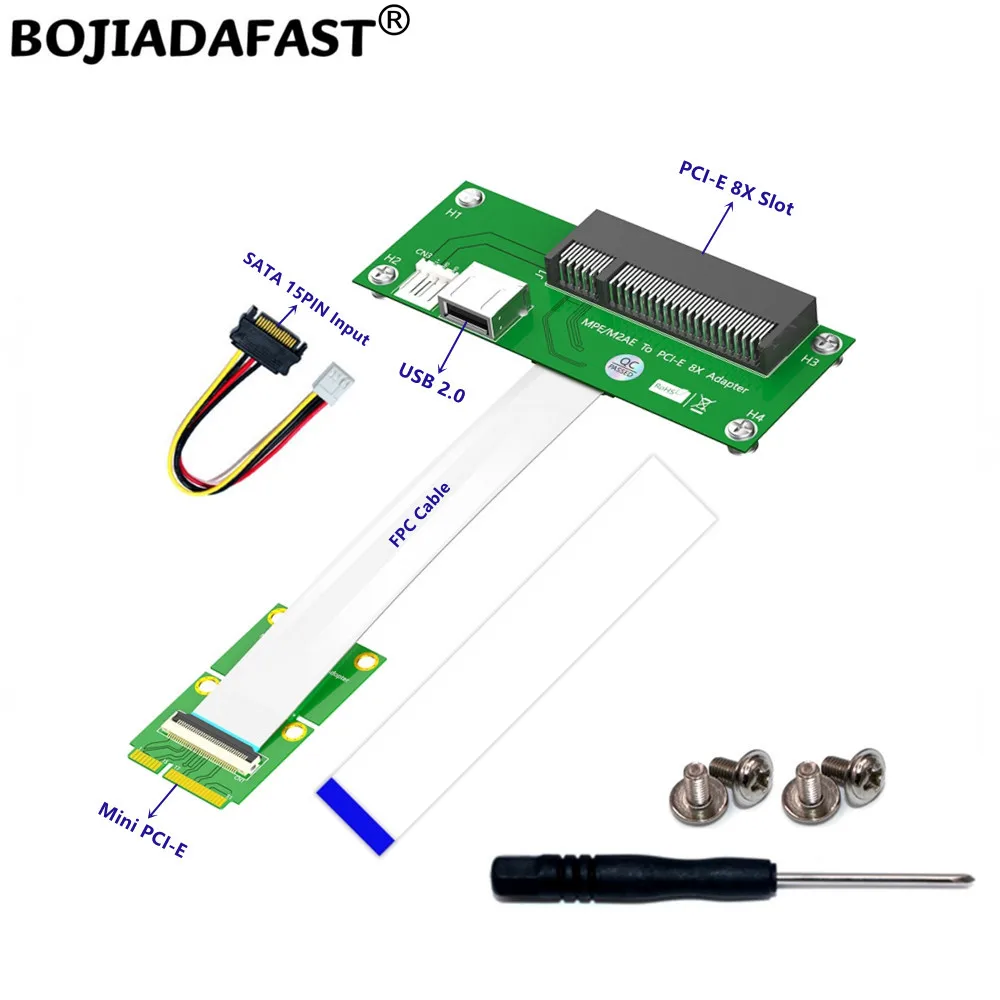 

PCI-E 8X Slot & USB2.0 Connector To Mini PCI-E MPCIe Adapter Riser Card Magnetic Pad With High Speed FPC Cable