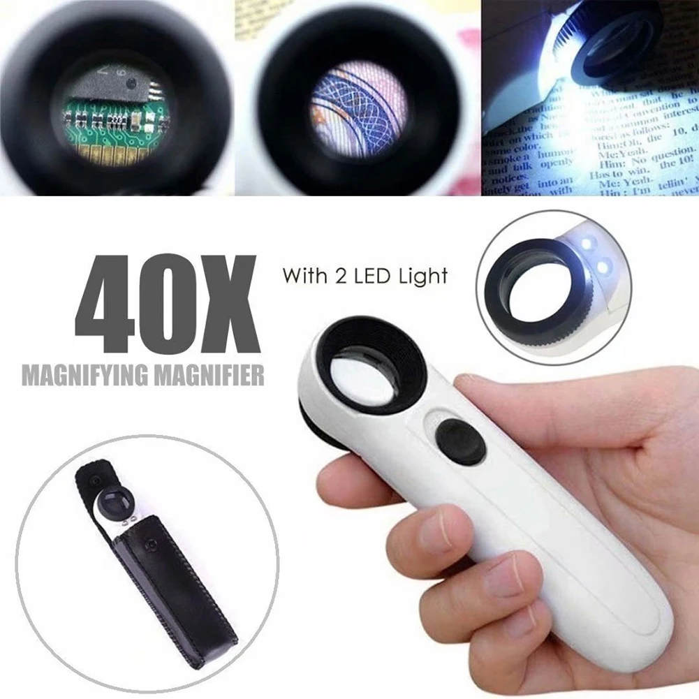 Jewelry Magnifier Jewelry Magnifying Glass Magnifying Glass Soldering Magnifier Soldering Repair Magnifier Magnifying Glass Lamp 40x 3.5mm LED Light Magnifying Glass Loupe Handheld Microscope Magnifier Illuminated lamp For Circuit Boards Hallmarks Jewelry