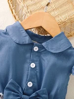 Vêtements pour filles, robe à manches volantes, en mousseline de soie, à pois bleus, pour enfants de 1 à 6 ans, robe d'été 3